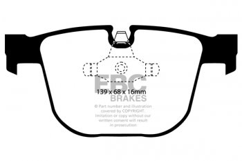 DP91451 EBC Brakes Orangestuff Тормозные колодки зад BMW 5 Series (E60), 5 (E61), 6 (E63), 6 (E64), 7 (E65), 7 (E66), M3, M5 выпуск 2002-2013 года