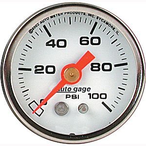 датчик давления, 0-100 PSI, WHITE AUTO METER #2177 Fuel Pressure