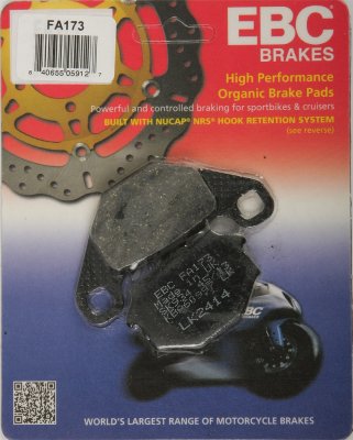 FA173 EBC BRAKES Organic тормозные колодки  APRILIA Moto, Pegaso; GILERA 50; MALAGUTI 50, F10 1990-2001 года выпуска