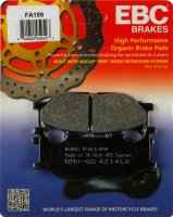 FA199 EBC BRAKES Organic тормозные колодки  ITALJET Jupiter; LINHAI Main Street, Monarch; MBK YP; SINNIS QM; YAMAHA CP, FZ, MT, SR, TDR, TZR, XJ, XP, XV, YP