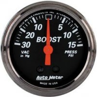2" BOOST-VAC (давление наддува и разряжения), 30 IN. HG/ 20 PSI, BLACK AUTO METER #1472