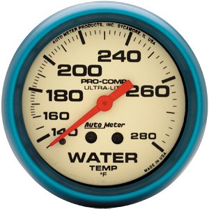 2-5/8" датчик температура воды, 140- 280`F, 4' CAP, WATER RES AUTO METER #4535 Water Temperature