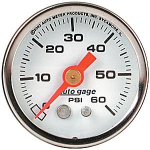 датчик давления, 0-60 PSI WHITE AUTO METER #2176 Fuel Pressure