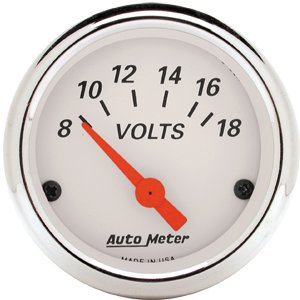 2" Вольтметр, 8-18 VOLTS ELEC, ARCTIC WHITE AUTO METER #1391 Voltmeter