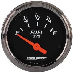 2" датчик уровня топлива, 0 E/90 F, GM, BLACK AUTO METER #1415 1415 2 1/16" Designer Black - Fuel Level Gauge - 0 Ohm Empty / 90 Ohm Full