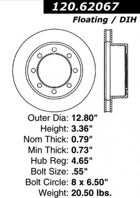 Задний тормозной диск - с перфорацией и насечками CADILLAC PDS.62067 Выпуска 2000-2008 года