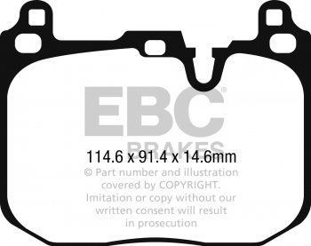 DP42271R EBC Brakes Yellowstuff Тормозные колодки перед MINI Mini Clubman, Convertible, Countryman, Hatch Ширина 114,6мм, Высота 91,4мм, Толщина 14,6мм