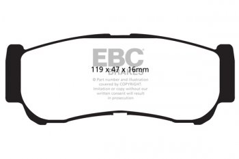 DP1982 EBC Brakes Ultimax2 тормозные колодки зад. HYUNDAI Santa Fe выпуска 2006 — 2010 года