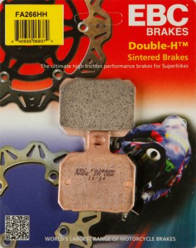 FA266HH EBC BRAKES Double-H™ тормозные колодки ADIVA SCOOTERS, APRILIA, BENELLI, BIMOTA, BOMBARDIER, CAGIVA, CPI, DERBI, DUCATI, KEEWAY, KTM, LAVERDA, MALAGUTI, MONDIAL, MOTO GUZZI, MOTO MORINI, MV, NORTON, PETRONAS, PIAGGIO, RIEJU, SUZUKI, TOMOS, VOXAN, 1997-2012 года выпуска