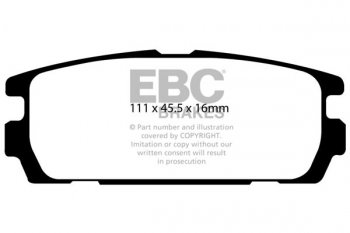DP1565  EBC Brakes Ultimax2 Тормозные колодки зад. HYUNDAI Terracan выпуска 2004 — 2007 года