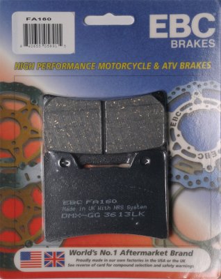 FA160 EBC BRAKES Organic тормозные колодки  YAMAHA FJ, FZ, TDM, V-Max 1989-2003 года выпуска