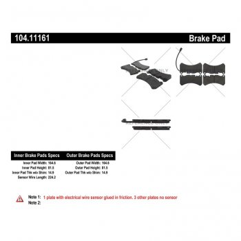104.11161 Тормозные колодки Posi-Quiet Metallic MASERATI перед 