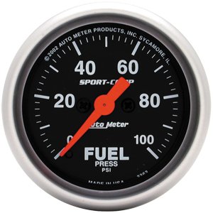 2" датчик давления топлива, 0-100 PSI W/O PEAK &amp; VALLEY AUTO METER #3363 Fuel Pressure