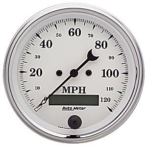 3-3/8" сподометр, 120 MPH, LCD, ELEC, OLD TYME WHT AUTO METER #1680 Speedometer Elec Programmable