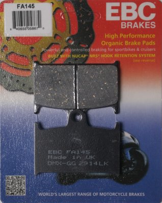 FA145 EBC BRAKES Organic тормозные колодки  MZ/MUZ 1000; SUZUKI GSF, GSXR, RF; YAMAHA FZ 1986-2007 года выпуска