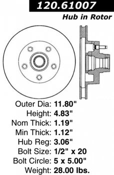 Передний тормозной диск - с перфорацией и насечками FORD EDS.61007 Выпуска 1973-1978 года