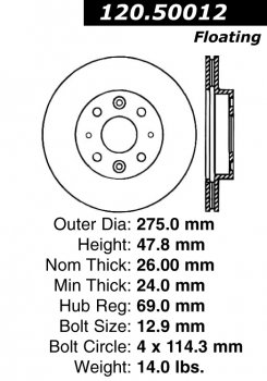 Передний тормозной диск - с перфорацией и насечками KIA PDS.50012 Выпуска 2004-2007 года