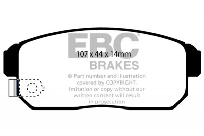 DP1691  EBC Brakes Ultimax2 Тормозные колодки зад. SUBARU Justy выпуска 2003 — 2022 года