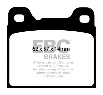 DP41043R EBC Brakes Yellowstuff Тормозные колодки зад VAUXHALL Vivaro, Vivaro Combi, VX4/90, VXR8, VXR8 GTS; VENTURI Atlantique; VOLKSWAGEN 411, 412, 1500, 1600, Arteon, Fox, K70, Karmann, Santana, Taro, T-Roc, Vento; VOLVO 240, 260, 740, 850 выпуск 1961-2018 года