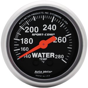 2" датчик температура воды, 140-280`F MECH, SPORT-COMP AUTO METER #3331 Water Temperature