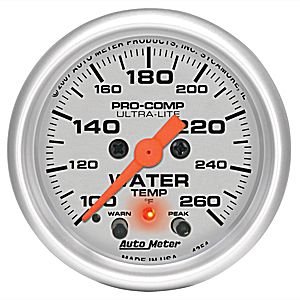 2-1/16" датчик температура воды, 100- 260`F, W/PEAK &amp; WARN AUTO METER #4354 Water Temperaturew/ Peak Memory and Warning
