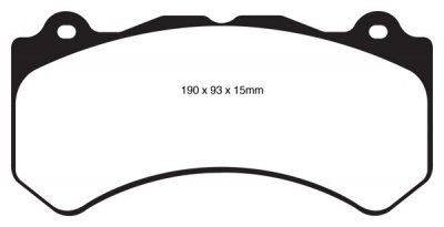 DP41853R EBC Brakes Yellowstuff Тормозные колодки перед CADILLAC, CHEVROLET, DODGE, JEEP выпуска 2008-2019 года, Ширина 190мм, Высота 93мм, Толщина 15мм