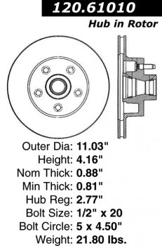 Передний тормозной диск - с перфорацией и насечками FORD, LINCOLN EDS.61010 Выпуска 1974-1980 года