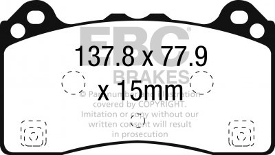 DP52274NDX EBC Brakes колодки тормозные перед FORD Focus (Mk3) Ширина 138мм, Высота 77мм, Толщина 15мм