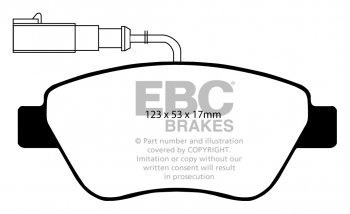 DP21384 EBC Brakes Greenstuff тормозные колодки перед. ALFA ROMEO Mi.To; CITROEN Nemo; FIAT 500, Bravo, Doblo, Fiorino, Grande Punto, Idea, Linea, Panda, Qubo, Stilo; LANCIA Musa; PEUGEOT Bipper выпуска 2001-2018 года