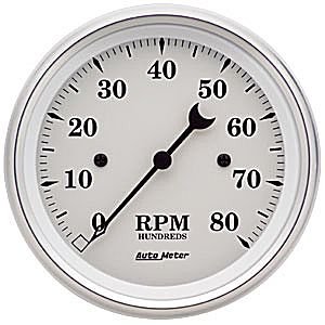 3-3/8" тахометр, 8,000 RPM, 4,6,8 CYL, OLD TYME WHT AUTO METER #1690 Tachometer