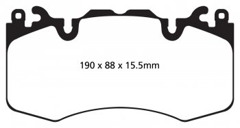 DP52064NDX EBC Brakes Bluestuff NDX Тормозные колодки перед LAND ROVER Discovery, Range Rover, Range Rover Sport Выпуска 2012=2020 года. 
Ширина 190мм, Высота 88мм, Толщина 15,5мм