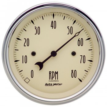 1890 AUTO METER 3-3/8" тахометр, 8,000 RPM, 4,6,8 CYL, ANTIQUE BEIGE 3-3/8" STREET ROD TACH