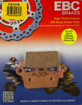 FA131R EBC BRAKES Organic тормозные колодки AJP, CPI, GAS-GAS, GOES, HONDA, HONDA DALL-ARA, HONDA-HM, HUSQVARNA, KAWASAKI, SUZUKI, T.M., YAMAHA 1987-2012 года выпуска