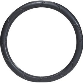 чехол на руль - Black Genuine Leather Ribbed 