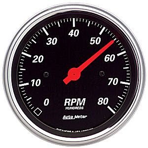 3-3/8" тахометр, 8,000 RPM, 4,6,8 CYL, DESIGNER BLK AUTO METER #1490 Tachometer