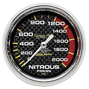 2-5/8" датчик давления нитро, 0-2000 PSI, MECH, CARBON FIBER AUTO METER #4828 Nitrous Pressure