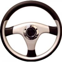 чехол на руль - Black Leather & Silver Trim