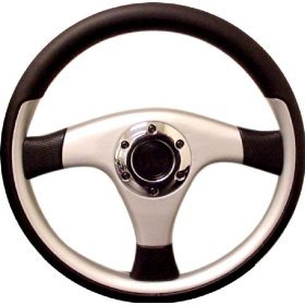 чехол на руль - Black Leather &amp; Silver Trim 