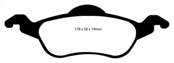 DP41185R EBC Brakes Yellowstuff Тормозные колодки перед FORD Focus, Focus Ширина 178мм, Высота 58мм, Толщина 19мм