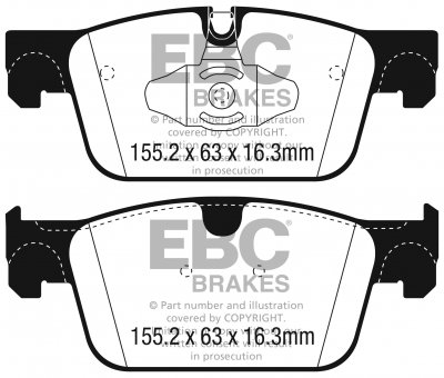 DPX2305 EBC Brakes Ultimax2 Тормозные колодки перед VOLVO S90, V90, XC60 (2nd Gen) выпуска 2016-2023 года