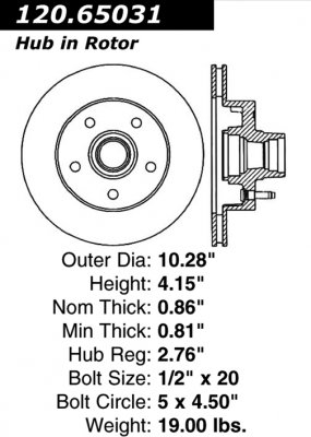 Передний тормозной диск - с перфорацией и насечками FORD, MAZDA EDS.65031 Выпуска 1986-1992 года