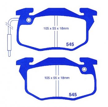 DP5545 EBC Brakes колодки тормозные перед CITROEN AX, Saxo, ZX, ZX Estate; PEUGEOT 106, 205, 305, 306, 309, 405; RENAULT 5, 9, 11, 18, 19, 20, 21, 30, 19 Chamade, Clio, Espace, Fuego выпуска 1980-2003 года