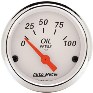 2" Давление масла, 0-100 PSI, ELEC, ARCTIC WHITE AUTO METER #1327 Oil Pressure