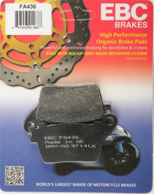 FA436 EBC BRAKES Organic тормозные колодки  HONDA CB, CBR; KAWASAKI ZX; SUZUKI GSXR 2006-2012 года выпуска