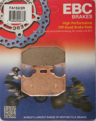FA152/2R EBC BRAKES Organic тормозные колодки  SUZUKI DR, RM, RMX; YAMAHA DT, TT, WR, XT, YZ 1992-2007 года выпуска