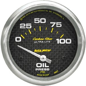 2-5/8" Давление масла, 0-100 PSI, SSE, CARBON FIBER AUTO METER #4827 Oil Pressure