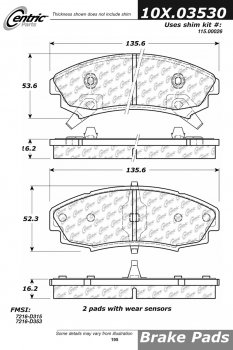 104.03530 Тормозные колодки Posi-Quiet Metallic BUICK, CADILLAC, OLDSMOBILE ; BUICK/REATTA; BUICK/RIVIERA; CADILLAC/ALLANTE; CADILLAC/ELDORADO; CADILLAC/SEVILLE; OLDSMOBILE/TORONADO