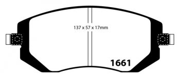 DP41661R EBC Brakes Yellowstuff Тормозные колодки перед SUBARU Forester, Impreza, Legacy, Outback Ширина 137мм, Высота 57мм, Толщина 17мм