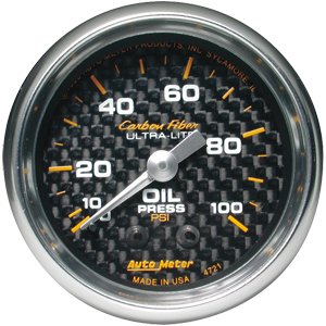 2" Давление масла, 0-100 PSI, MECH, CARBON FIBER AUTO METER #4721 Oil Pressure