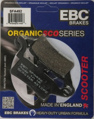 SFA492 EBC BRAKES Organic тормозные колодки  MBK YW; YAMAHA HW, YW 2010-2012 года выпуска